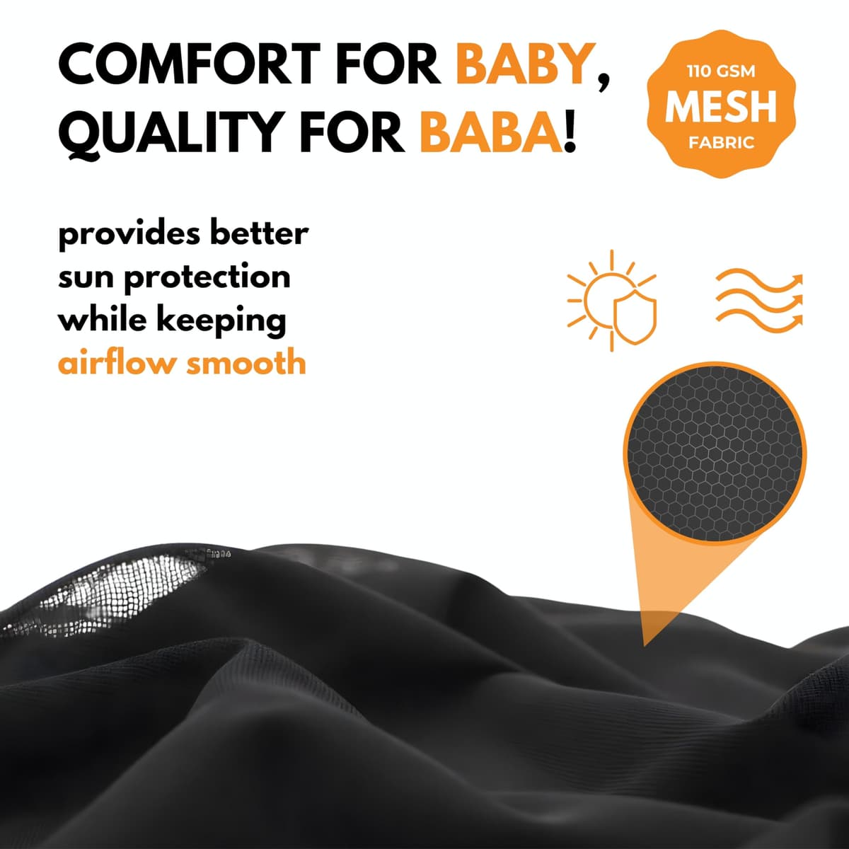 JBB Premium Car Window Shades for Baby – 2 Pack Stretchable Mesh (Fits 95% Cars) | Baby Car Sun Shades – UV Protection for Kids & Pets | Rear Side Car Window ShadesBaby | Breathable Privacy Shade — view 6