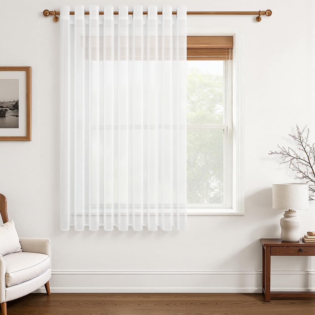 MRTREES Cortina para Ventana Dormitorio Translúcidas Visillos Paneles para Ventanas Sala para Niños Sala Comedor 2 Piezas 140×245cm Blanco — view 33