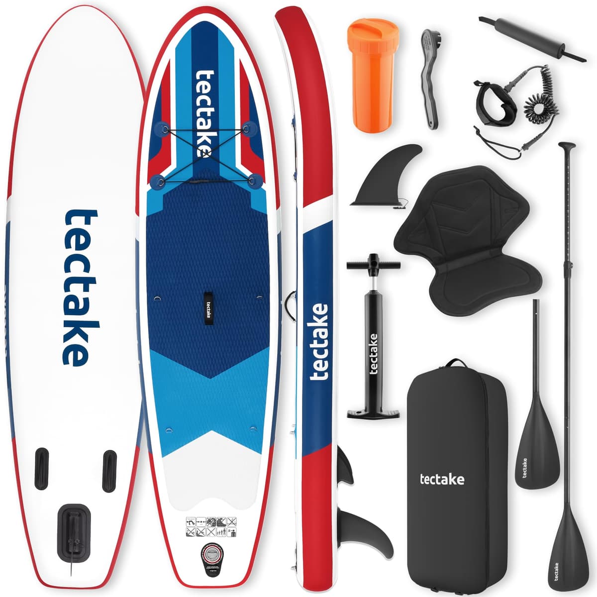 tectake® Tabla de Paddle Surf Hinchable, Incluye Remo 2 en 1, Asiento de Kayak, Bomba de Aire, Mochila de Transporte, Stand Up Paddle, Accesorios Paddle Surf, Tabla Hinchable — view 11