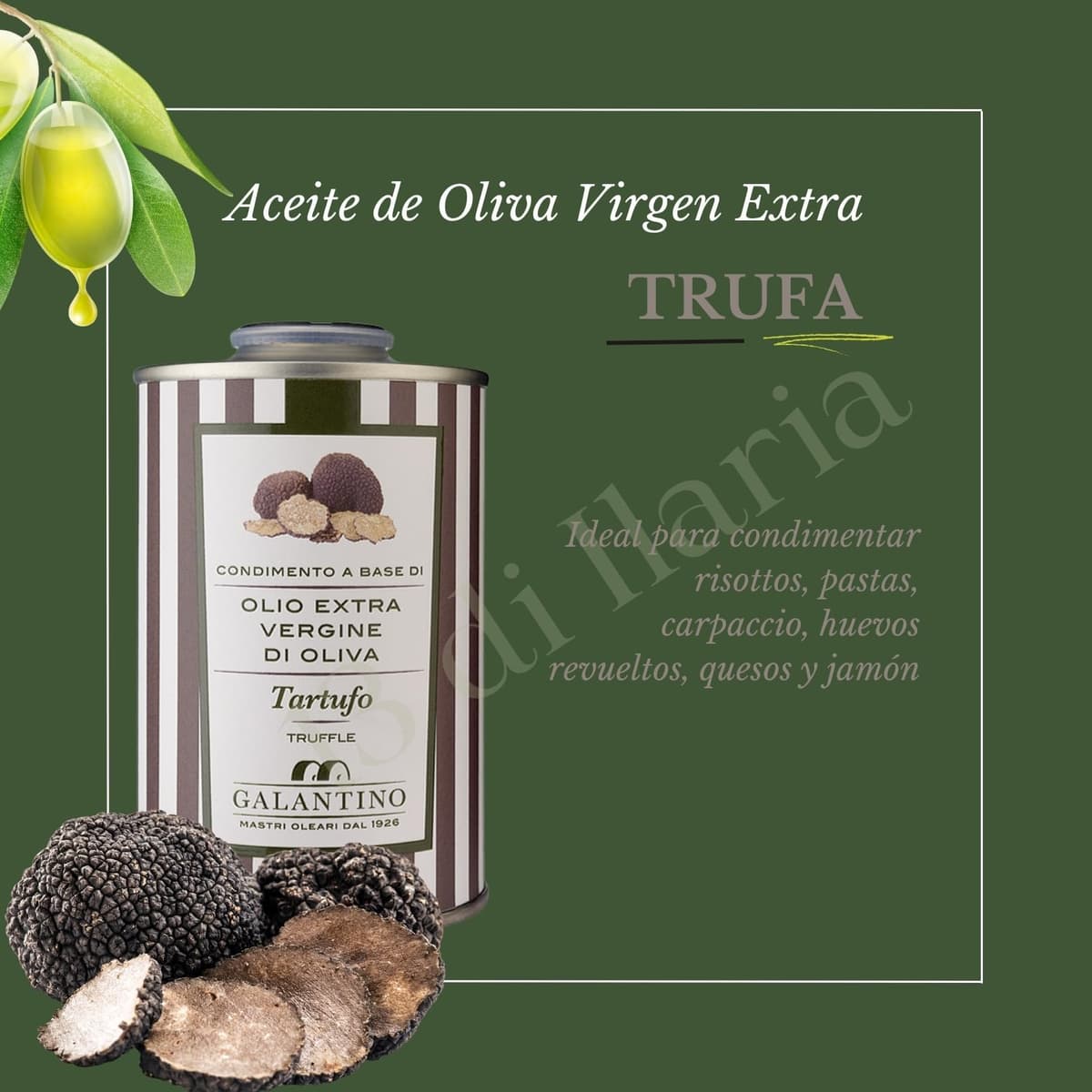 Aceite de Oliva Virgen Extra con Trufa Negra 250 ml | Lata Gourmet, Italiano Artesanal | Sabor Intenso y Elegante | Hecho en Puglia — view 2