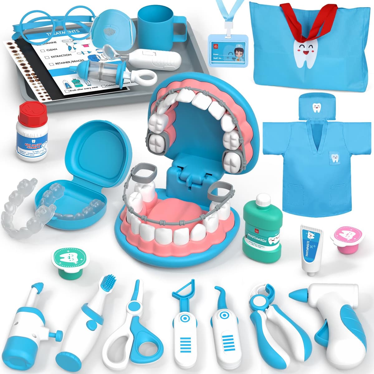 Lehoo Castle Medical Case Toy, Dentist Game, Doctor Toys, Children's Medical Kit, Toys for Children 3 Years (Blue)