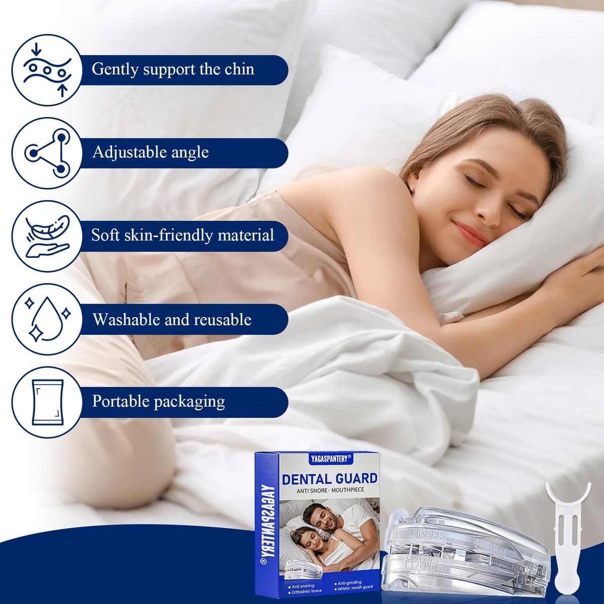 Ferula Descarga Bruxismo,Protector Dental, Férulas Dentales, Reutilizable Protector Bucal Para Dormir, Protectors Bucal para Dormir, Rotector Dental Contra el Bruxismo, Mejora la Del Sueño — view 2