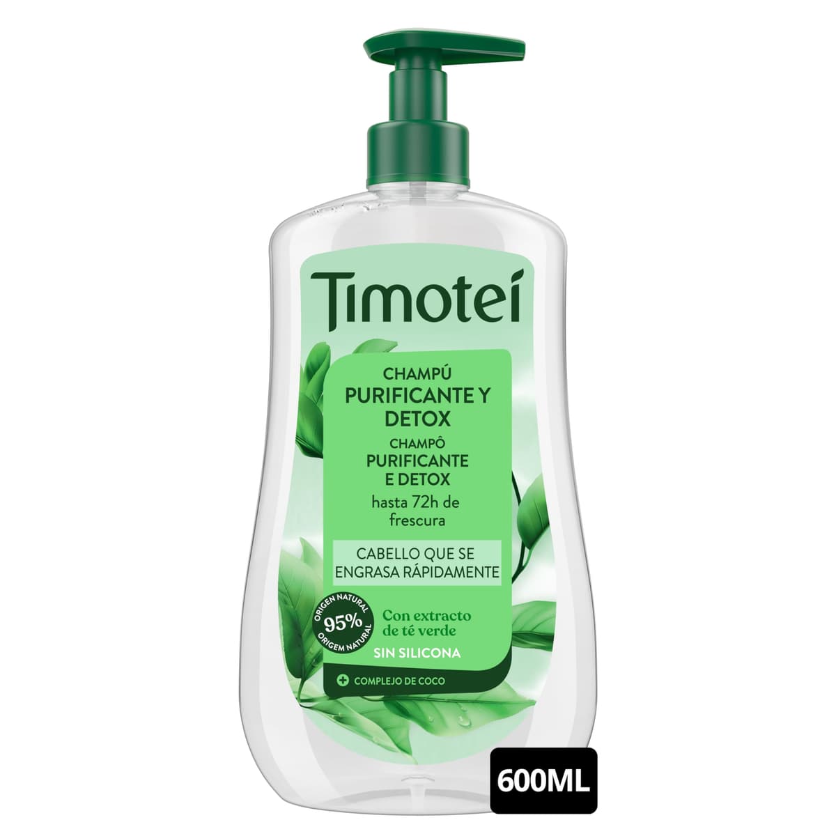 Timotei Champú Purificante y Detox 600ml| Hasta 72h de Frescura | Limpieza Profunda | Cabello Más Suave y Brillante — view 2