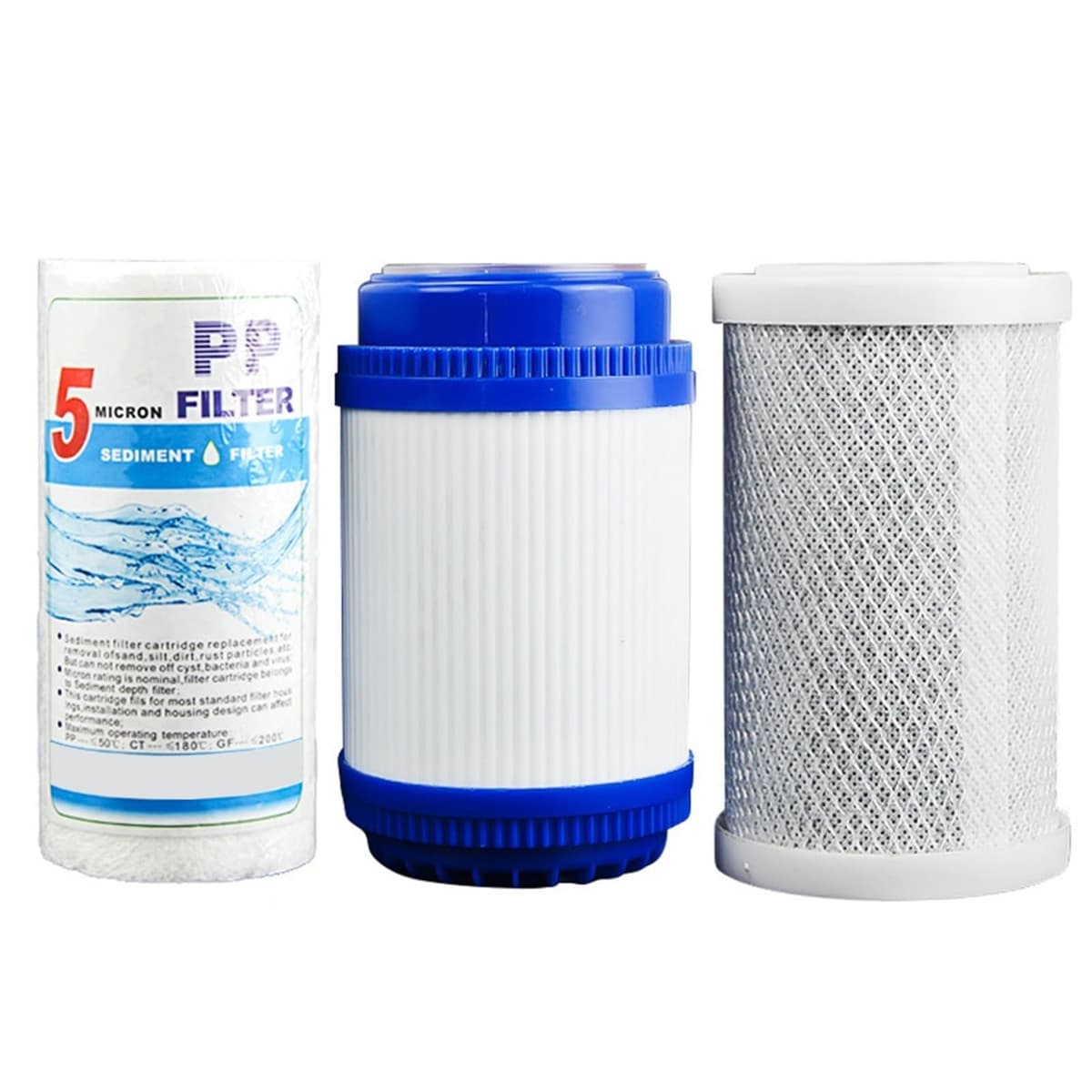 Cartucho repuesto 5 micras para sedimentos y carbón, 5" x 2,5", 5 pulgadas, carbón activado granular, para filtros agua para toda la casa.