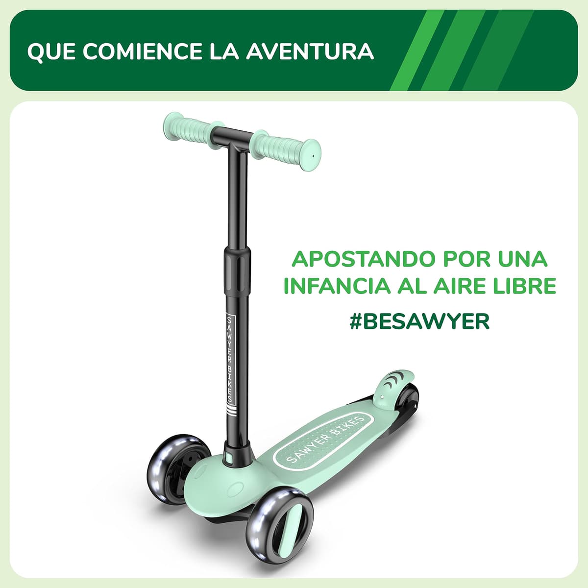 Sawyer Bikes - Patinete Ajustable Ruedas LED - Niños 2 a 8 Años — view 2