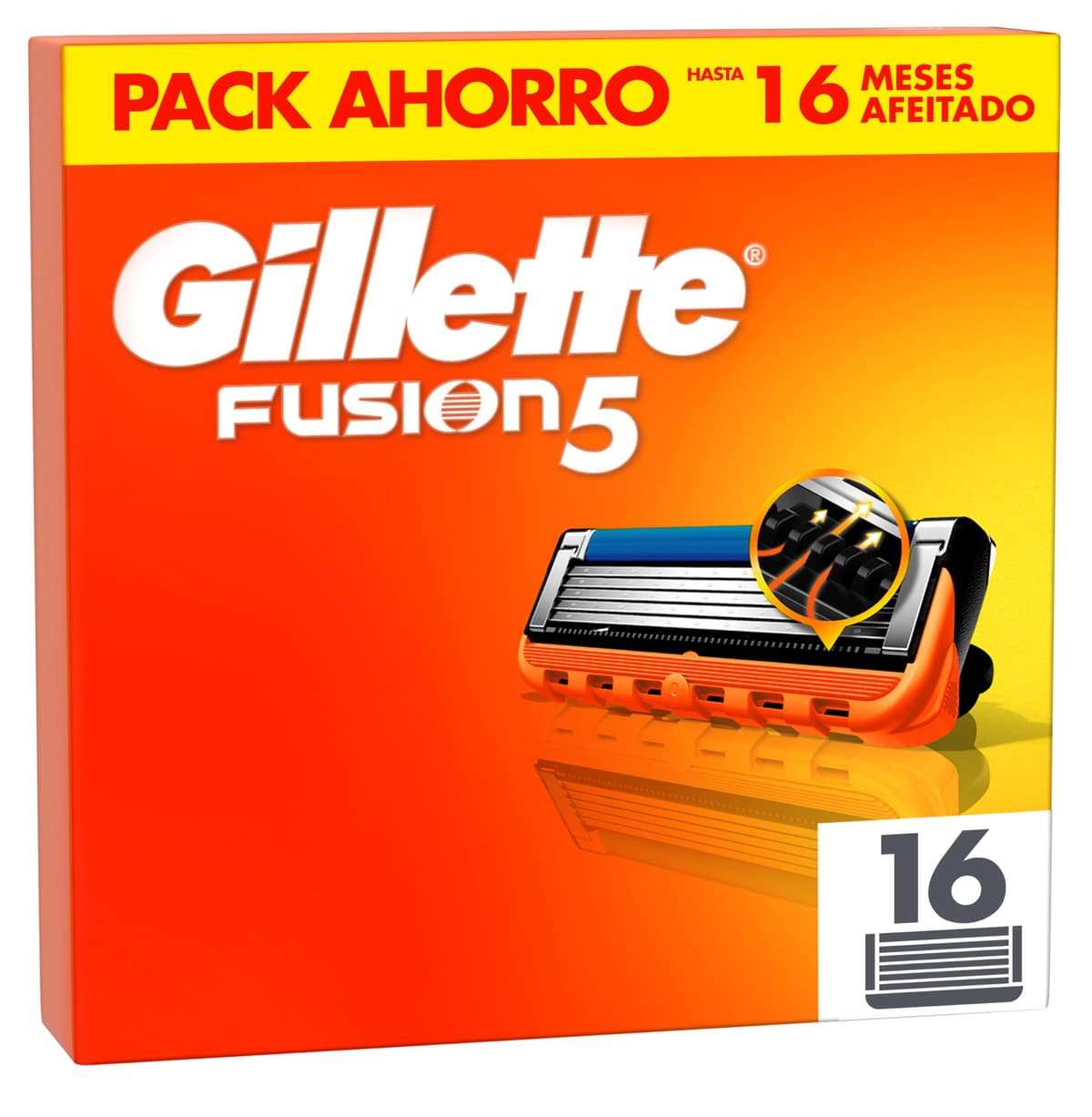 Gillette Fusion5 Razor Blades Men, Pack of 16 Razor Blade Refills with Precision Trimmer, 5 Anti-Friction Blades (Packaging May Vary)