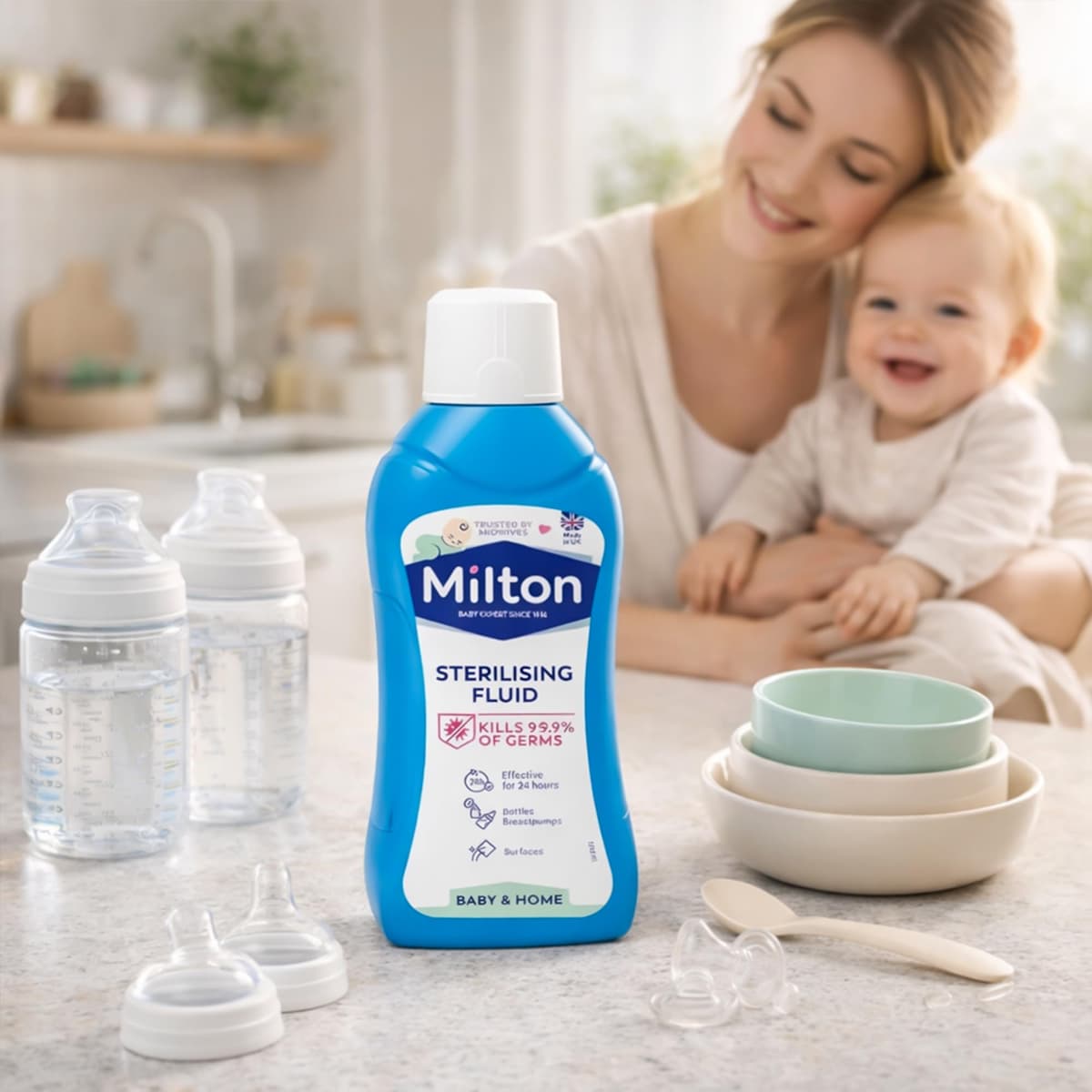 Milton Sterilising Fluid 500ml Trusted Cold Water Steriliser for Baby Bottles Feeding Equipment Breast Pump Accessories and Household Items Fast Effective Hygiene Care — view 4