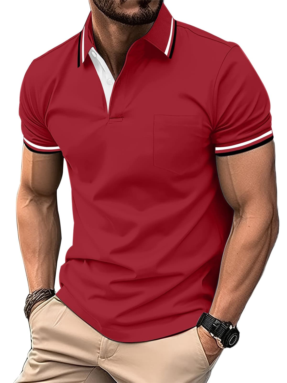 zitysport Polo Hombre Manga con Bolsillo en el Pecho Golf Polo Transpirable de Secado Rápido Poloshirt Deporte Hombre Slim Fit Tshirt Verano Camisa Hombre — view 9