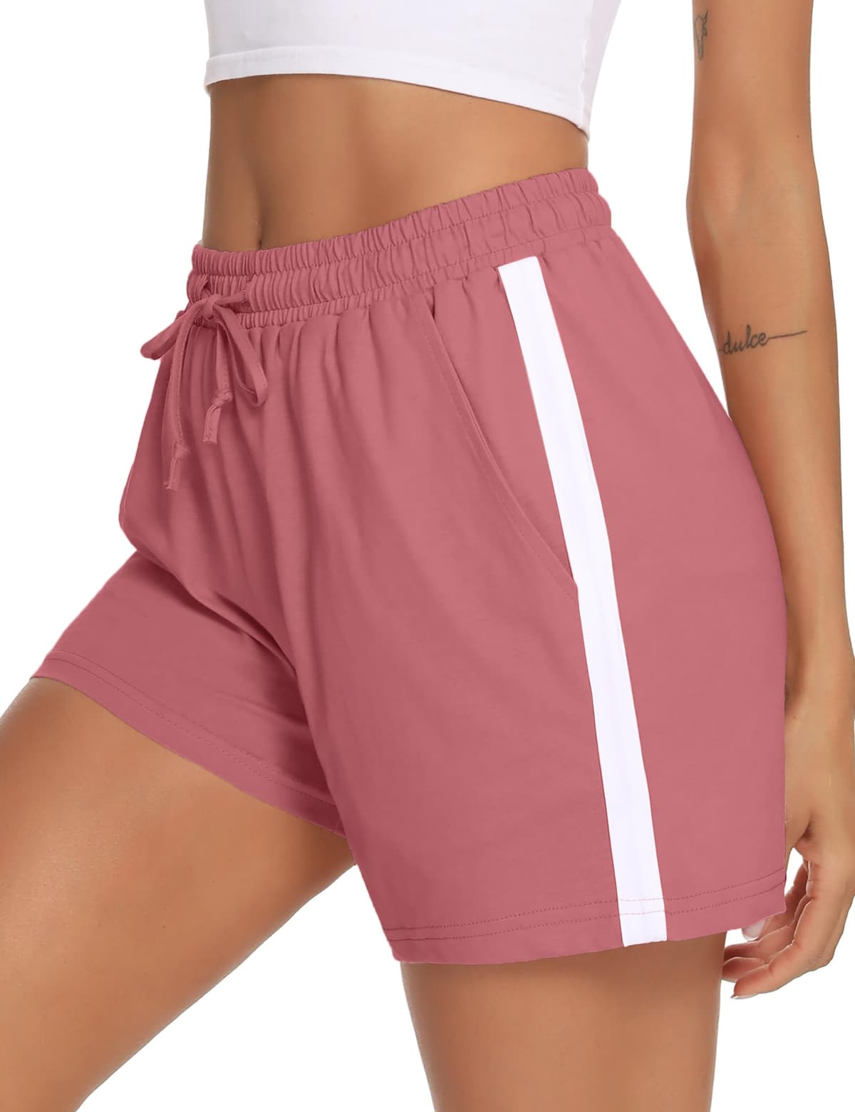 Litherday Shorts Mujer Verano Algodón Pantalones Cortos Deportivos con Cordón y Bolsillos Ropa Deportiva Mujer para Yoga Fitness Jogging Casa — view 13