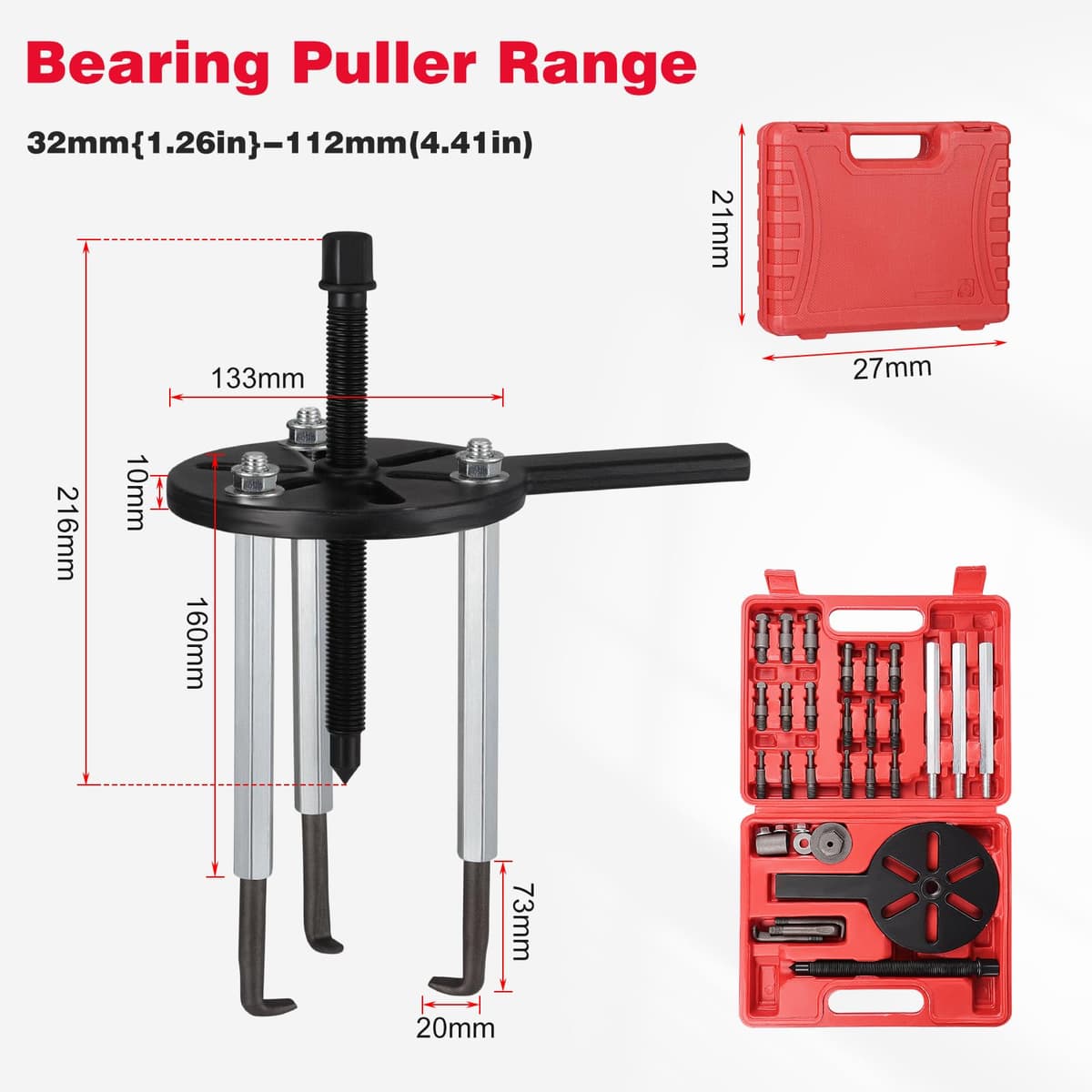 21 Pcs Bearing Puller Set Inner Hole Bearing Puller 3 Jaw Bearing Removal Tool Gear Puller Disassembly — view 3