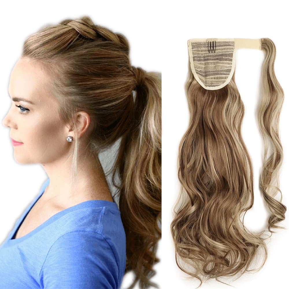 17"(43cm) SEGO Ponytail Long Synthetic Hair Looks Natural [Red Brown/Orange] Clip in Hair Extensions Curly Tail Ponytail Extension (90g) — view 53