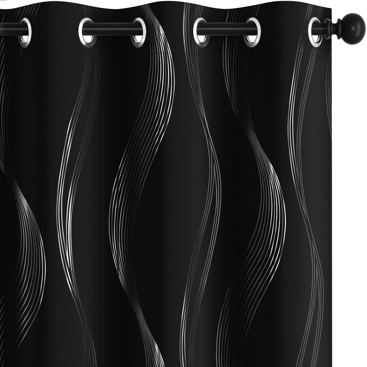 Deconovo Grey Blackout Curtains for Living Room 72 Drop Silver Wave Line Foil Printed Blackout Curtains Thermal Insulated Curtains Eyelet Curtains for Baby Nursery 46 x 72 Inch Light Grey Two Panels — view 17
