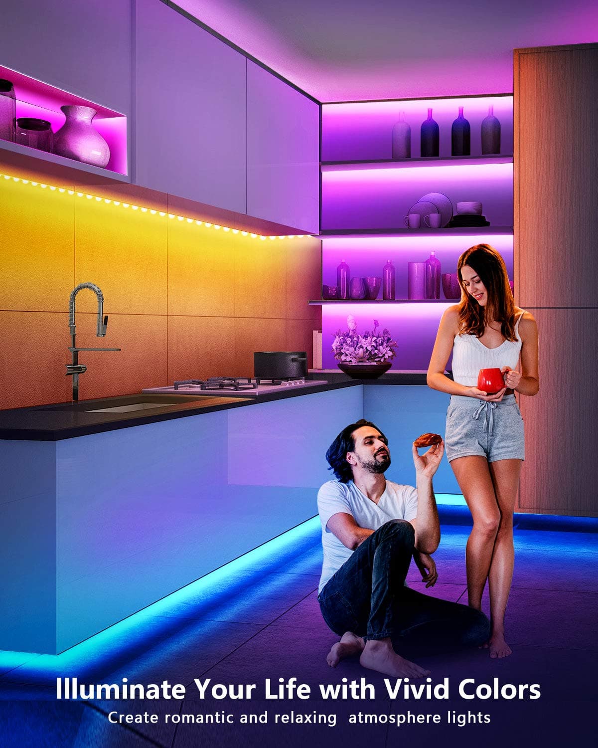 Mexllex LED Strip Lights 30m, Ultra-Long Lights Strip Music Sync Color Changing, Led Lights with App Control Remote, RGB Tape Light for Home Bedroom Party (2x15) — view 7