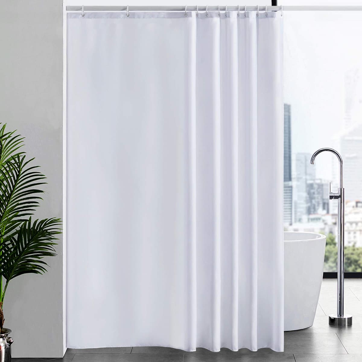 Furlinic Cortina Ducha 200x200cm Antimoho Impermeable Lavable Blanco Tela Poliéster Grandes Cortinas de Baño con 12 Aros de Cortina Ducha. — view 151