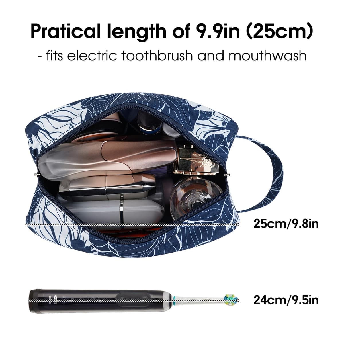 Travel Toiletry Wash Bag for Women Traveling Dopp Kit Makeup Bag Organizer for Toiletries Accessories Cosmetics (Blue Lotus) — view 2