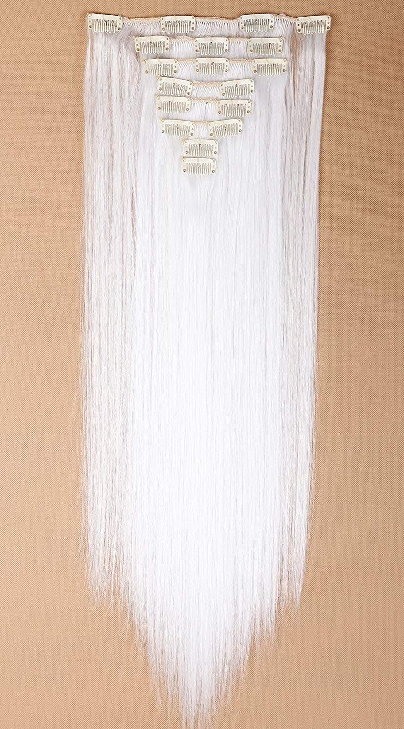 24"(60cm) SEGO Extensiones de Cabello Clip de Pelo Sintético Se Ve Natural 8 PCS [Sandy Rubio mezcla Blanqueador Rubio] Rizado Ondulado Largo Postizos Pelucas (140g) — view 43