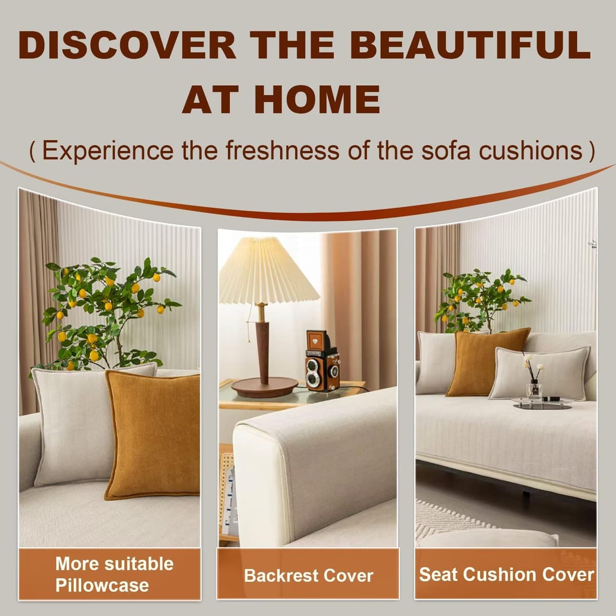 L Shape Couch Protector, Universal Non-Slip Furniture Cover, Dog Sofa Cover - Milk Tea Colored Chenille Fabric, 90 * 240CM — view 4