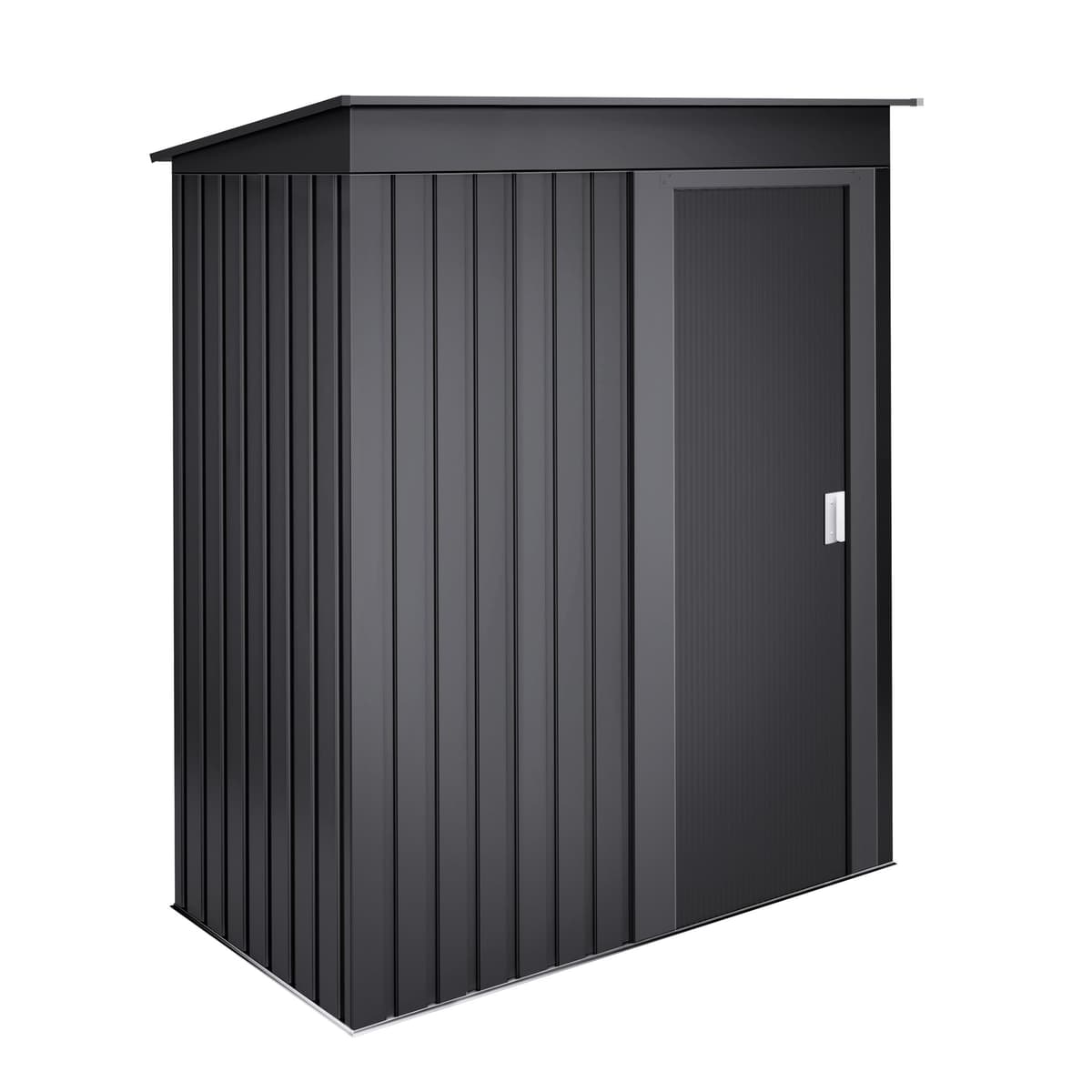 Wasabi - Armario Exterior Terraza 1,39m2 Neat Antracita - Puerta Corredera - Techo Inclinado - 162x86x181cm - Caseta Jardín Resistente - Cobertizo Almacenamiento