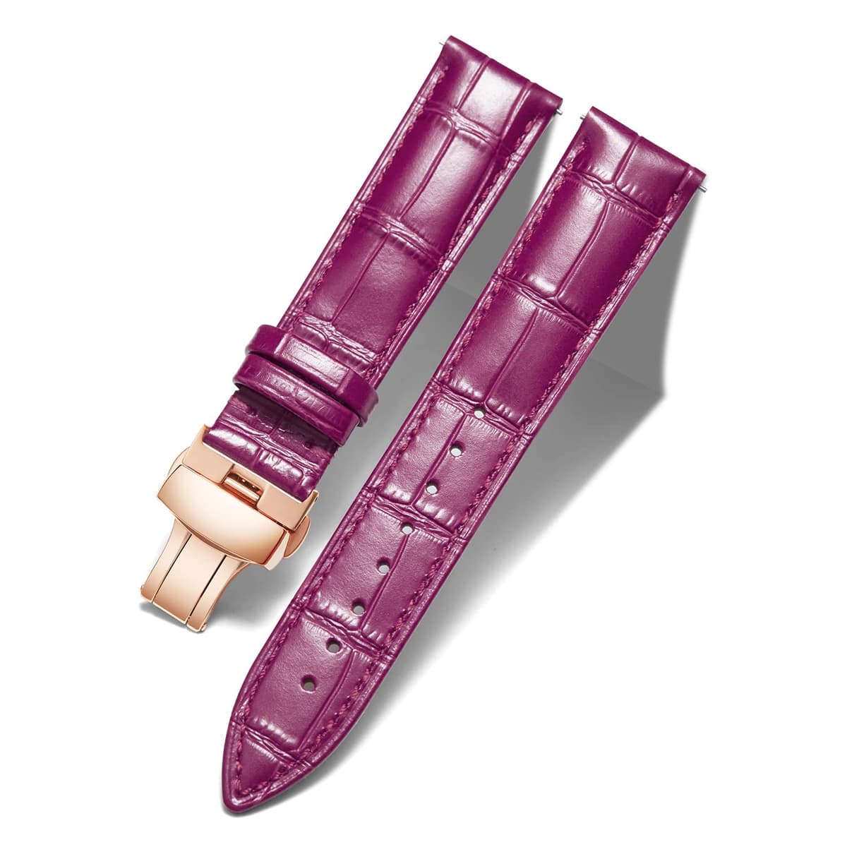 BINLUN Correa de Reloj de Cuero Correa de Piel Repuesto para Hombres/Mujeres con Hebilla de Despliegue Mariposa Plata/Oro/Oro Rosa 12mm-24mm 10 Colores — view 21