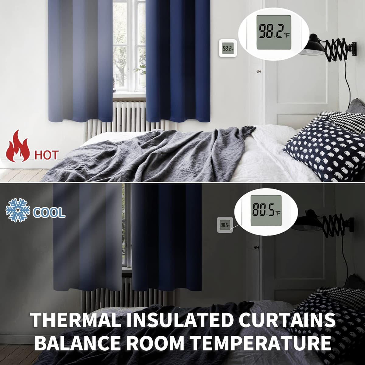 BGment Blackout Curtains for Bedroom - Grommet Thermal Insulated Room Darkening Curtains for Living Room, Set of 2 Panels (70 x 84 Inch, Navy Blue) — view 4