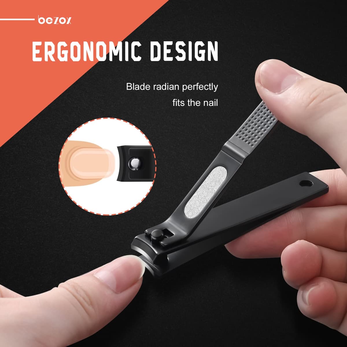 BEZOX Well-Made Nail Clipper Set 2 Pcs, Wide Jaw Opening Nail Clipper for Fingernail and Toenail, Premium Stainless Steel Sharp Sturdy Finger Nail Clipper — view 4