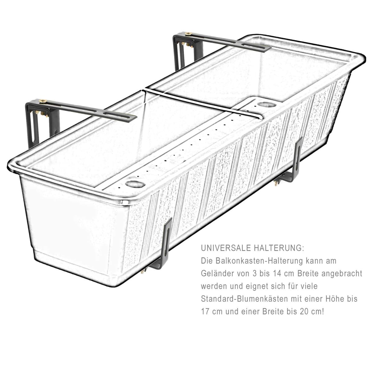 com-four® 4x Soporte de Maceteros para Parapetos y Barandas de Balcón - Soporte de Jardineras Universalmente Adecuado y Ajustable - Sin Perforar (04 piezas - antracita) — view 4