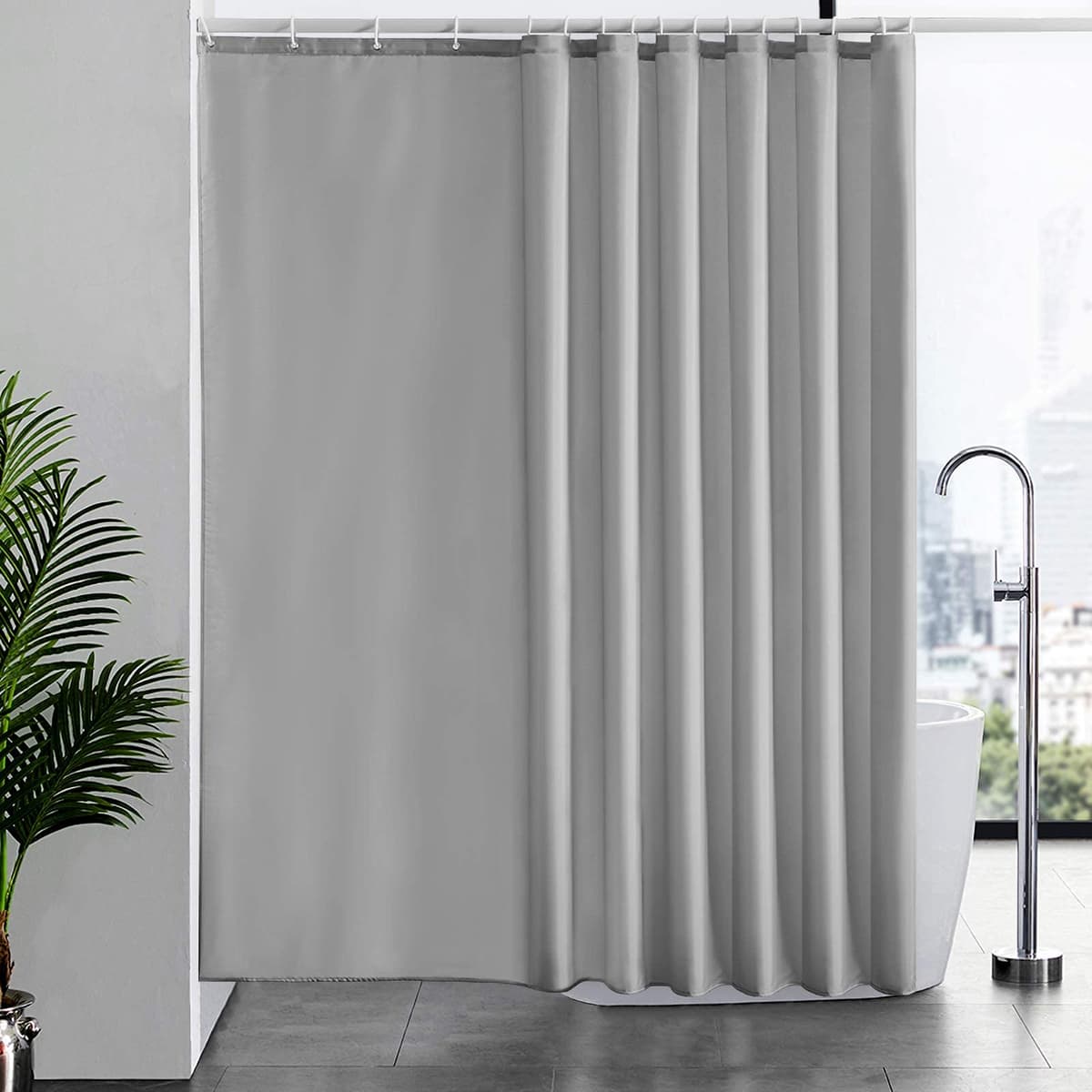 Furlinic Cortina Ducha 200x200cm Antimoho Impermeable Lavable Blanco Tela Poliéster Grandes Cortinas de Baño con 12 Aros de Cortina Ducha. — view 34