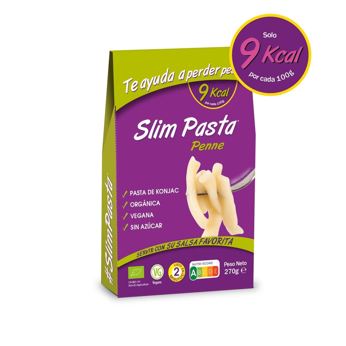 Slim Pasta - Pennes de Konjac - 270 g - Sin Calorías ni Carbohidratos - Ideal para Dietas Keto y Low Carb - Aptos para Veganos - Elaborados con Agua Purificada, Fibra de Avena y Harina de Konjac — view 3