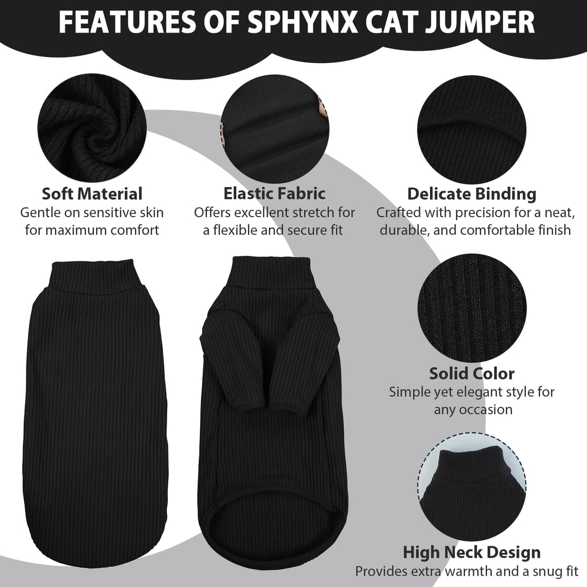 Hairless Cats Vest Turtleneck Sweater, Breathable Cat Wear Shirt Clothes, Pullover Kitten T-Shirts with Sleeves, Cat's Pajamas Jumpsuit for Sphynx, Cornish Rex, Devon Peterbald, Green — view 2