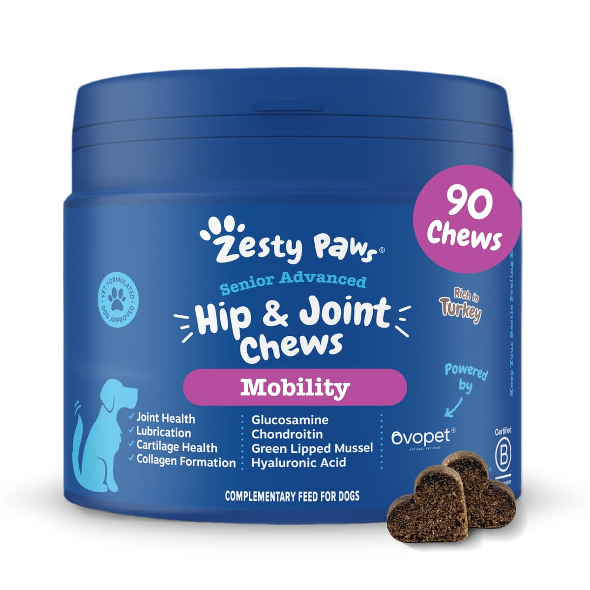 Zesty Paws Hip & Joint Chews for Dogs | Supports Joint Flexibility, Mobility, Healthy Cartilage & Helps Soothe Stiff Joints | With Glucosamine, Chondroitin, Green-Lipped Mussel | Daily Use | 90 Chews — view 7
