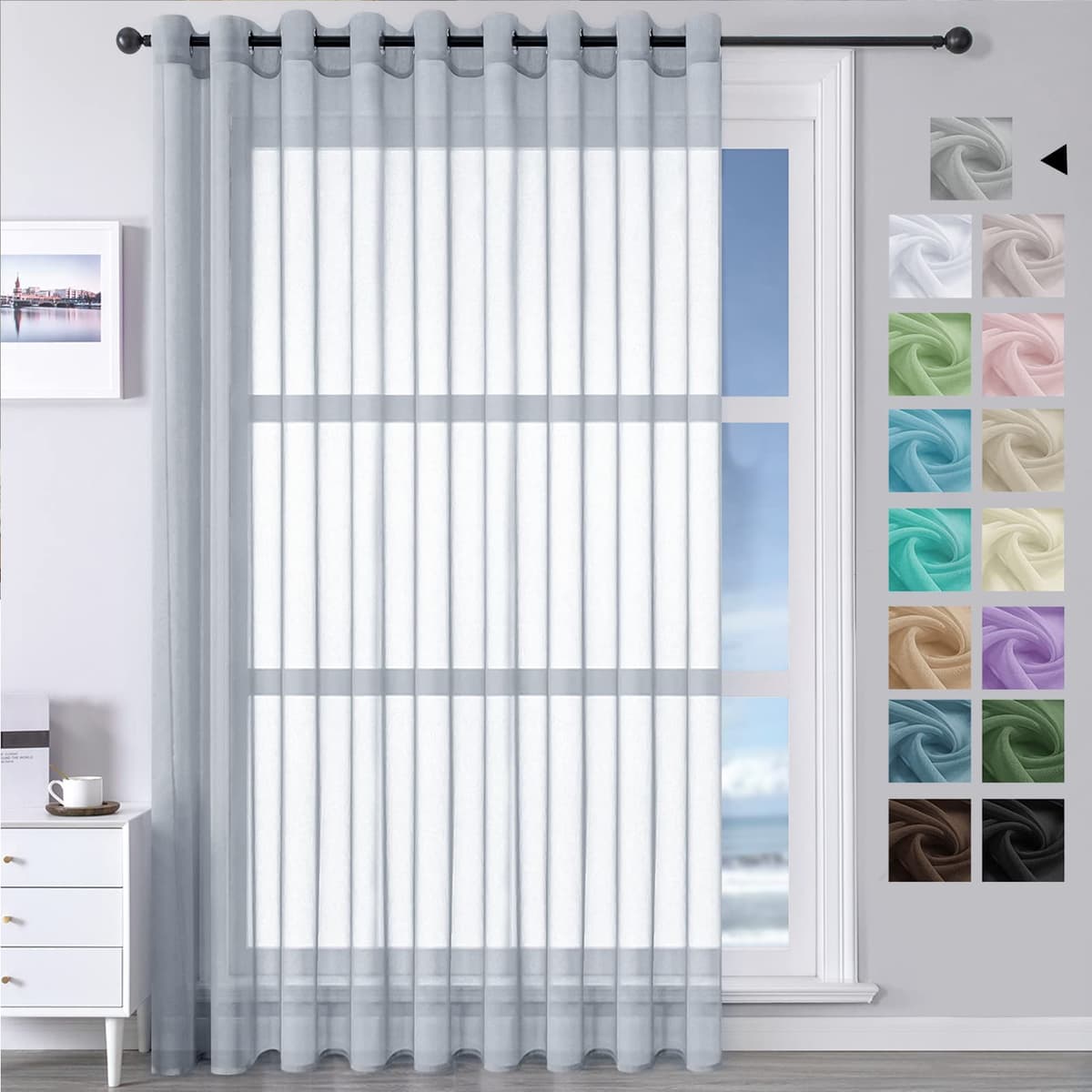 MRTREES Cortina para Ventana Dormitorio Translúcidas Visillos Paneles para Ventanas Sala para Niños Sala Comedor 2 Piezas 140×245cm Blanco — view 27