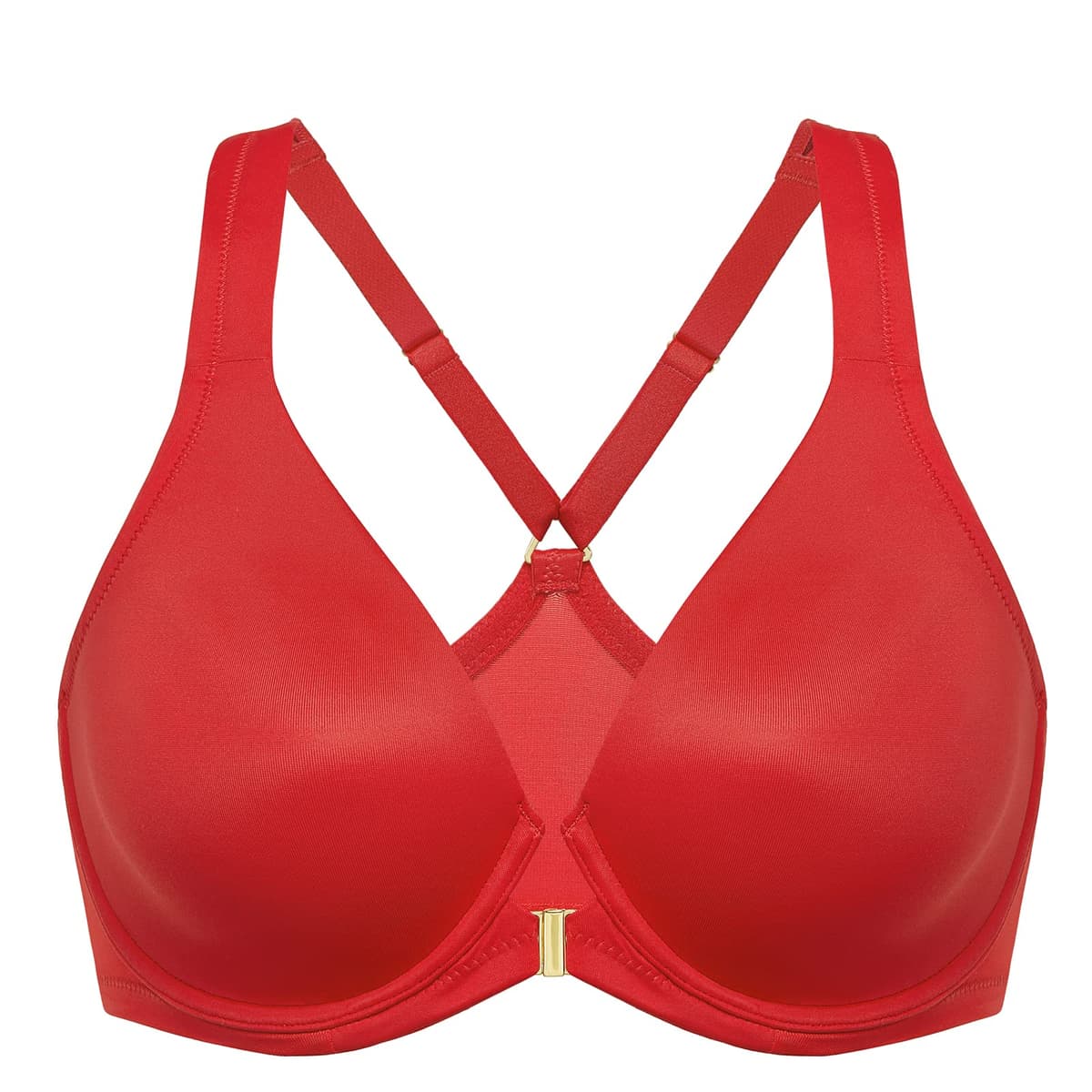 Delimira Women's Front Fastening Bras Seamless Unlined Racer Back Plus Size Underwired Plunge Bra — view 13