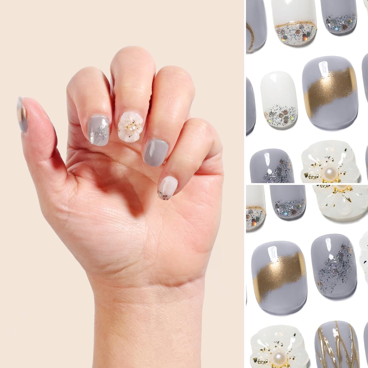Sun&Beam Nails Handmade Press On Nail Long Coffin Ballerina Pink Flower Acrylic Fake Tip 3D Design Art Charms Cute with Storage Box 10 Pcs (S) — view 64