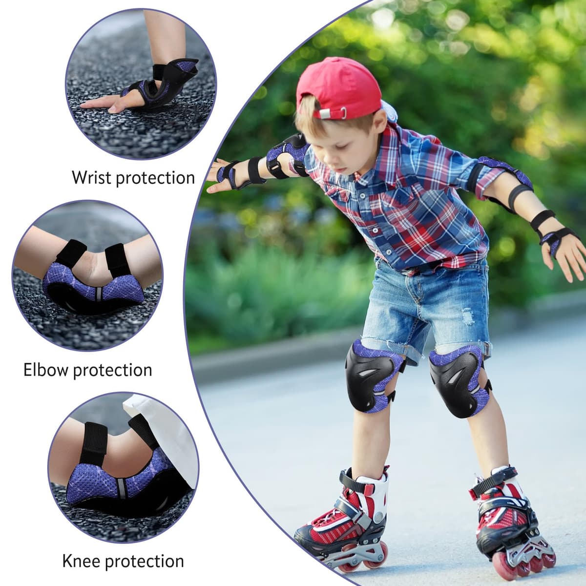 YOOXARMOR Protecciones Patines Niña,Rodilleras Coderas y Muñequeras Set para Patinaje Ciclismo Monopatín Bicicleta Skate Juego de 6 Protectores de Rodillos para 3-6-13 Niño — view 4