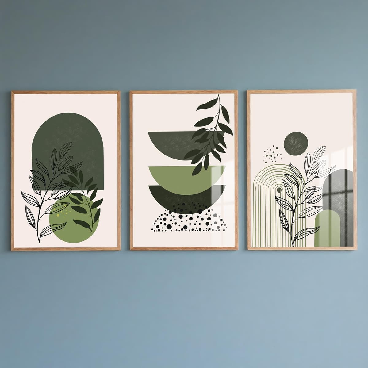 PWAAHDC Sage Green Prints Set of 3 - Boho Pictures for Living Room and Bedroom Decor, Modern Canvas Wall Art posters (Unframed A2) — view 15