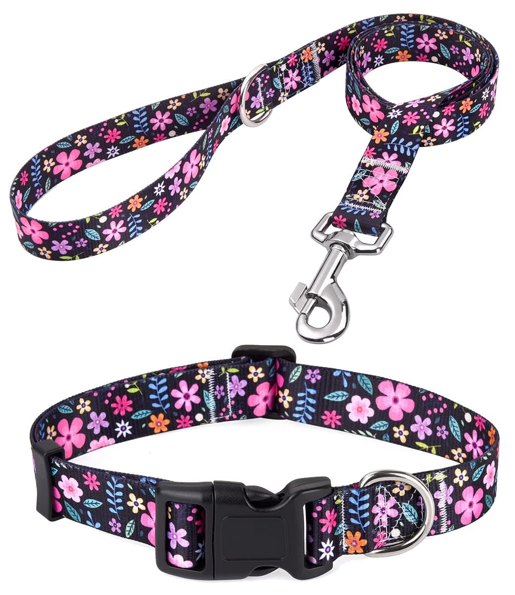 Mihqy Dog Collar for Small Dogs, Cute Small Medium Large Dog Pet Collar, with Floral Patterns, Soft Adjustable for Boy Girl Female Male Puppy Dog Collar(Floral Pink,S) — view 47