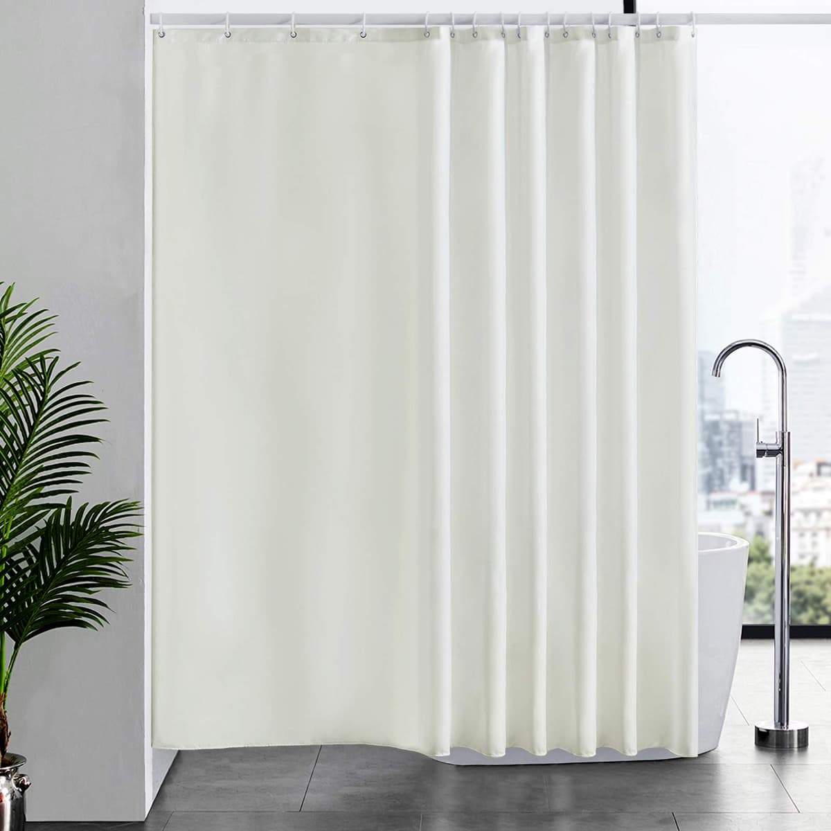 Furlinic Cortina Ducha 200x200cm Antimoho Impermeable Lavable Blanco Tela Poliéster Grandes Cortinas de Baño con 12 Aros de Cortina Ducha. — view 87