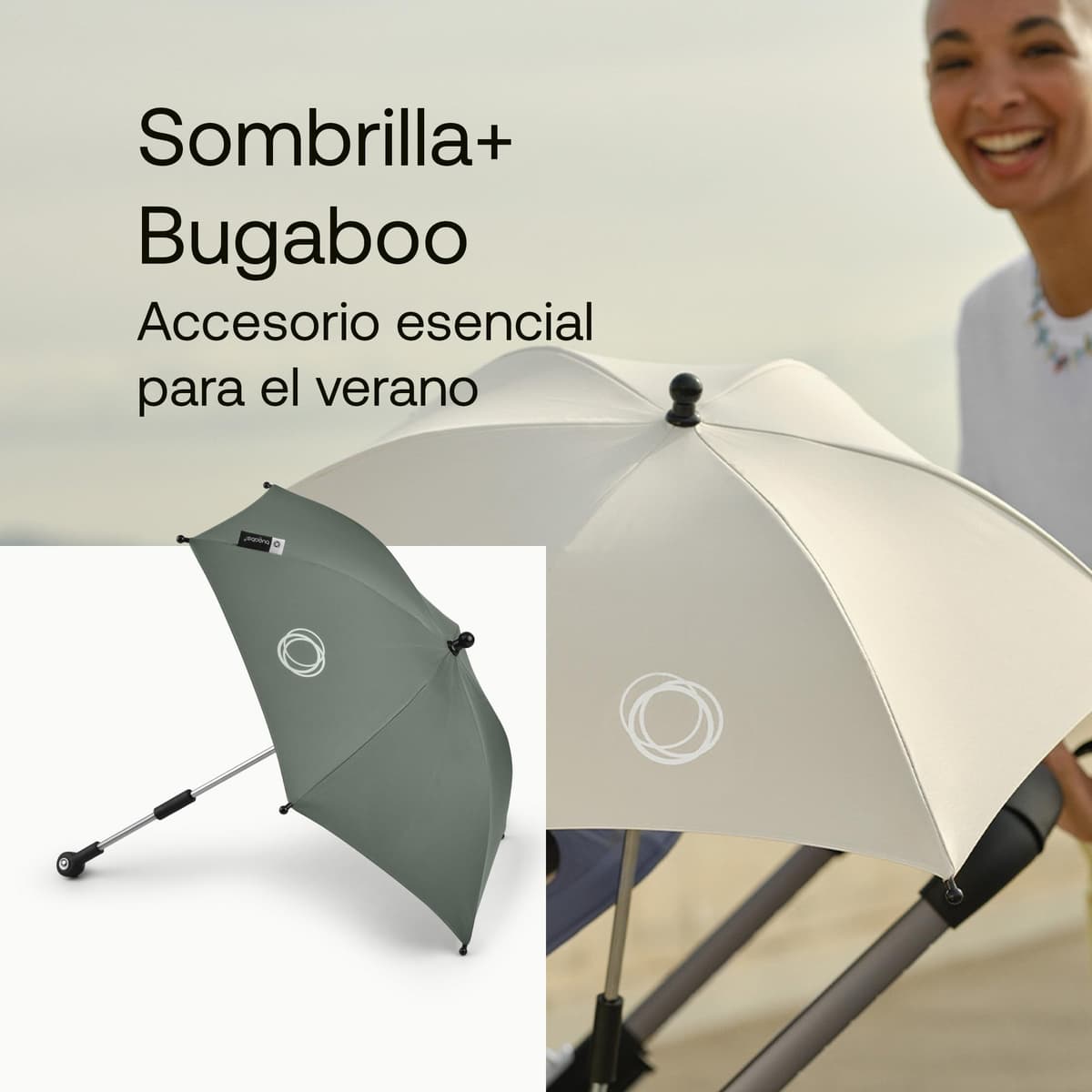 Bugaboo Sombrilla+, Compatible con todos los carritos Bugaboo, Tejido de protección solar UPF 50+ para una protección solar óptima, Conexión con un clic y mecanismo de fácil ajuste, Forest Green — view 2