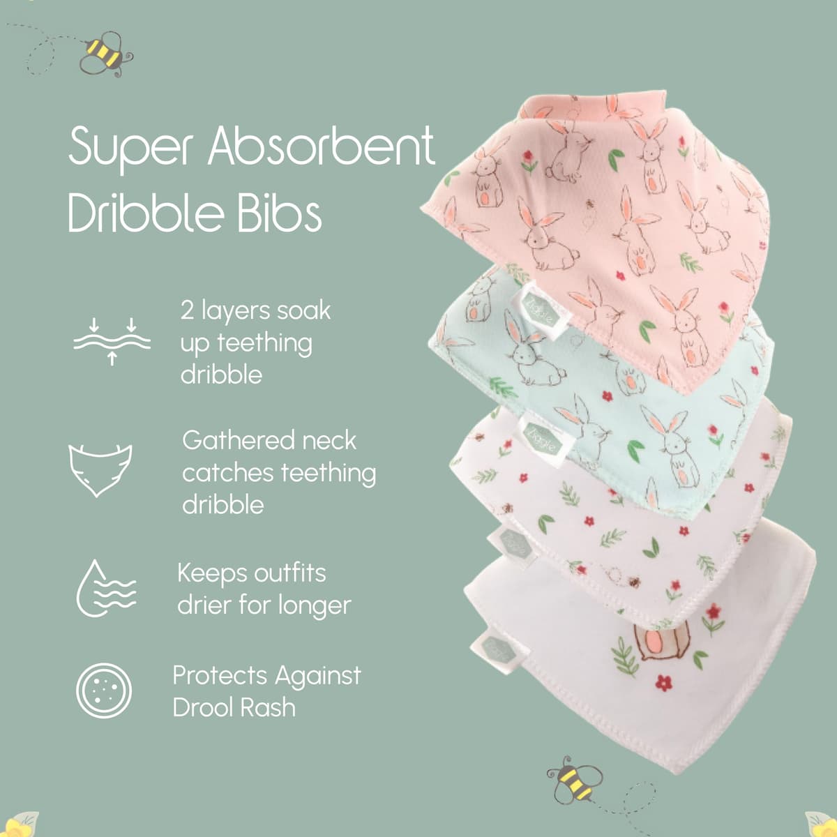 Bandana Dribble Bibs - Cotton Front Baby Bibs Newborn to 24 Months - Newborn Baby Gifts - Bibs For Comfortable Kids — view 4