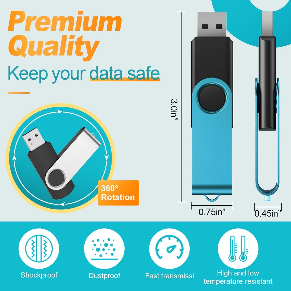 8GB 10 Piezas Memorias USB - Pendrive - Kepmem Rotatorio Multicolors USB 2.0 Memory Stick — view 5