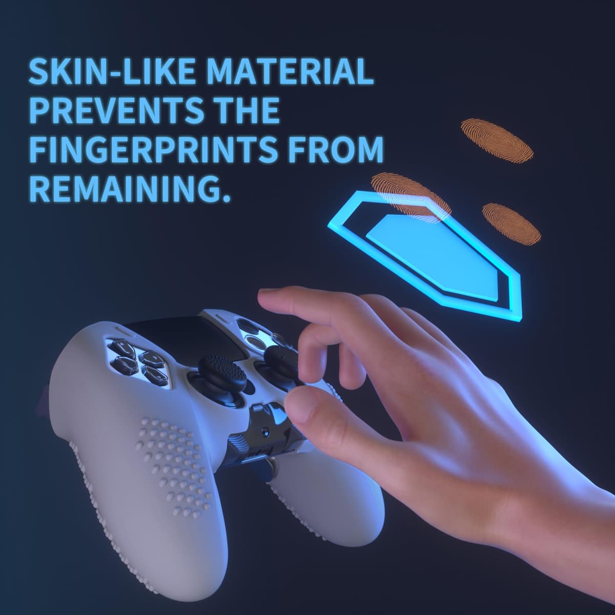 PlayVital Funda de Silicona Antideslizante para ps5 Edge - Carcasa Protectora con 6 Tapas de Joysticks, Cubierta de Goma Tacto Suave, Protector de Mando, Diseño 3D Tachonado (Gris Metálico) — view 3