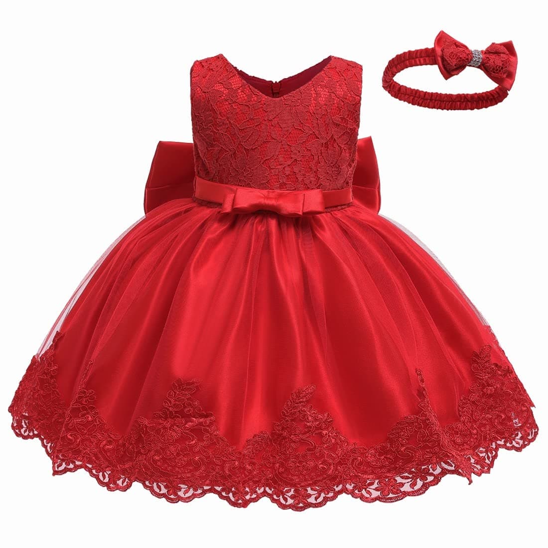 LZH Baby Girls Flower Wedding Dress Toddler Birthday Party Pageant Baptism Christening Tutu Gown Bowknot Dress — view 4