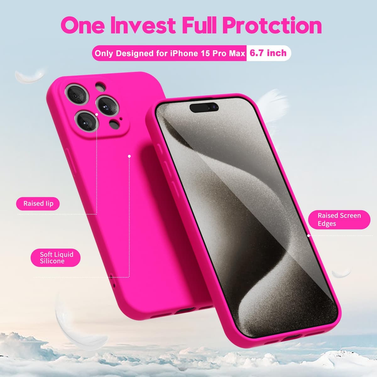 oakxco for iPhone 17 Pro Max Phone Case Liquid Silicone, Cute Thin Slim Grip Soft Rubber Gel for Women Men, Smooth Matte TPU Plain Solid Color Girly Simple Case with Camera Cover, Light Pink — view 1071