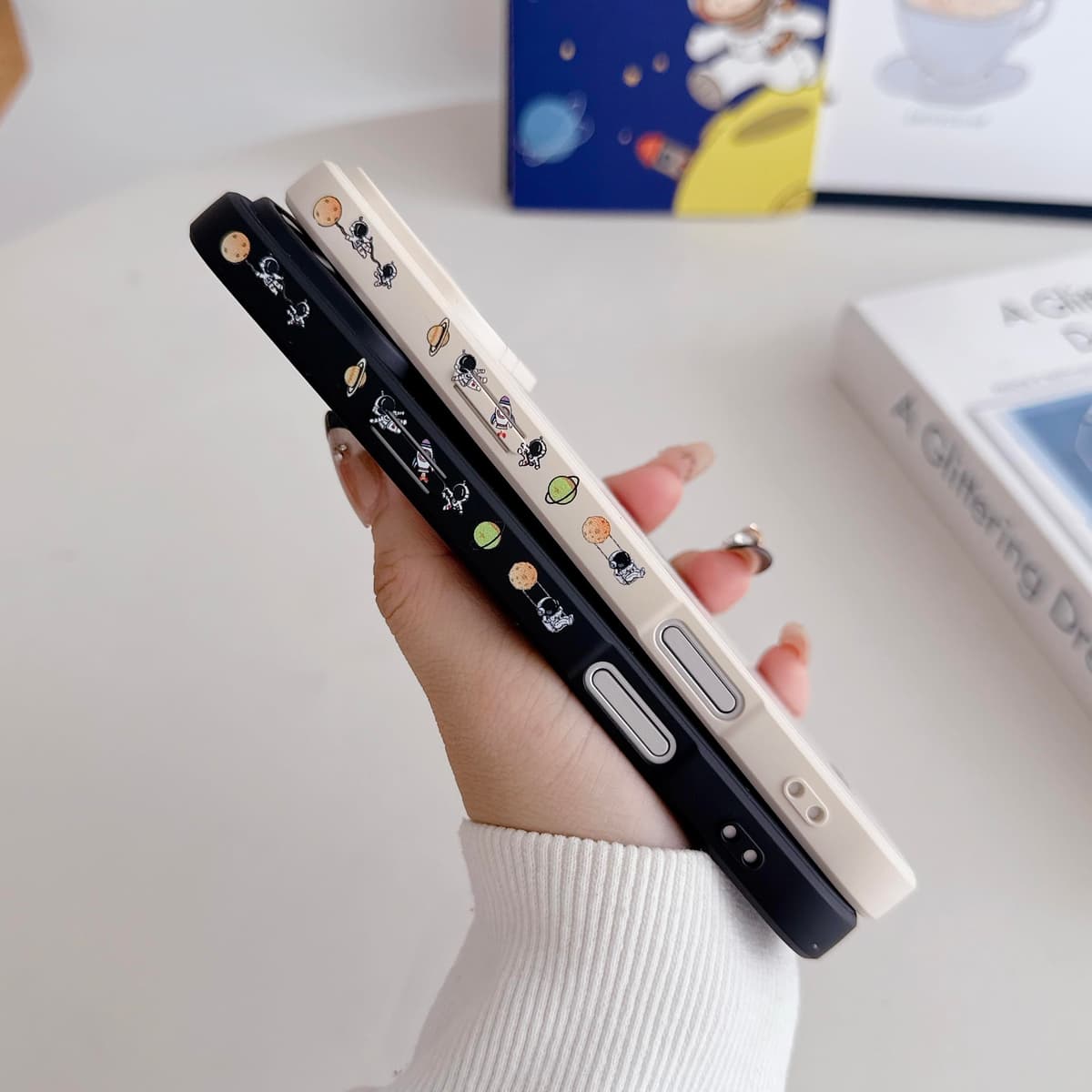 Yonds Queen for iPhone 17 Pro Cute Case, Cool Cartoon Swing Astronaut Planet Moon Space Design Stylish TPU Bumper Shockproof Anti-Slip Protector Fashion Case (Black Planet, iPhone 17 Pro) — view 5