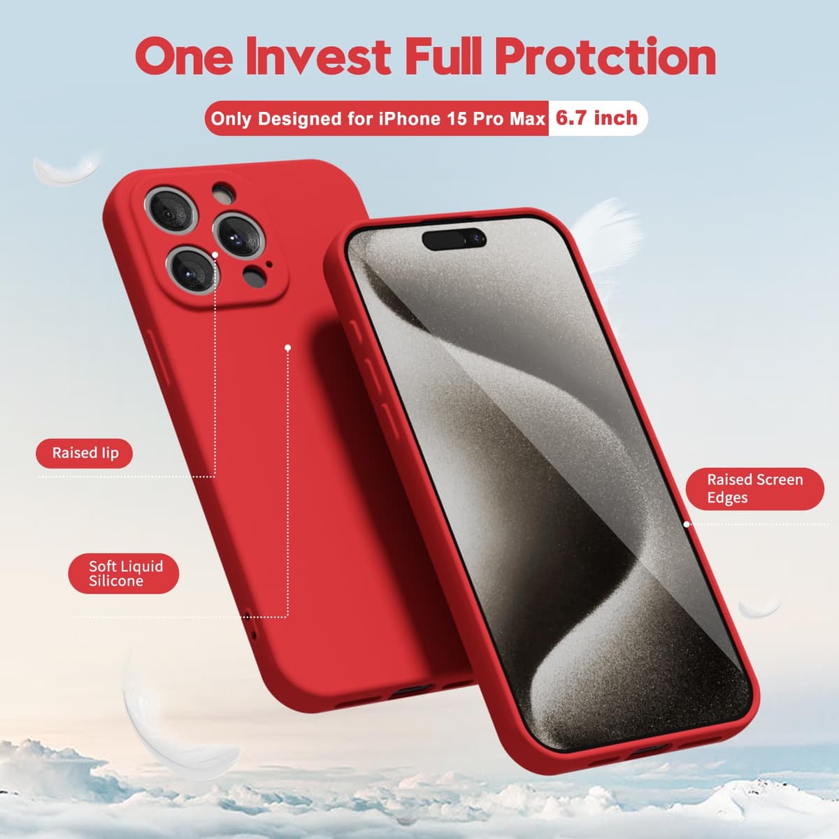 oakxco for iPhone 17 Pro Max Phone Case Liquid Silicone, Cute Thin Slim Grip Soft Rubber Gel for Women Men, Smooth Matte TPU Plain Solid Color Girly Simple Case with Camera Cover, Light Pink — view 2038