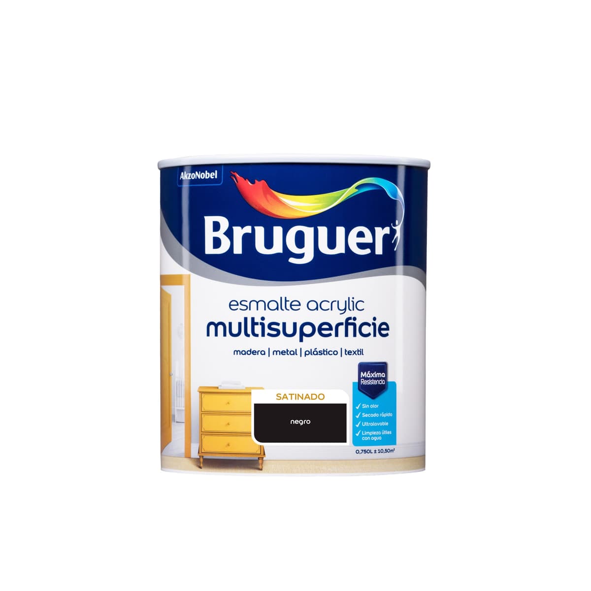 Bruguer Acrylic Multisuperficie Esmalte al agua Satinado - Pintura 750 mL, Blanco Permanente — view 90