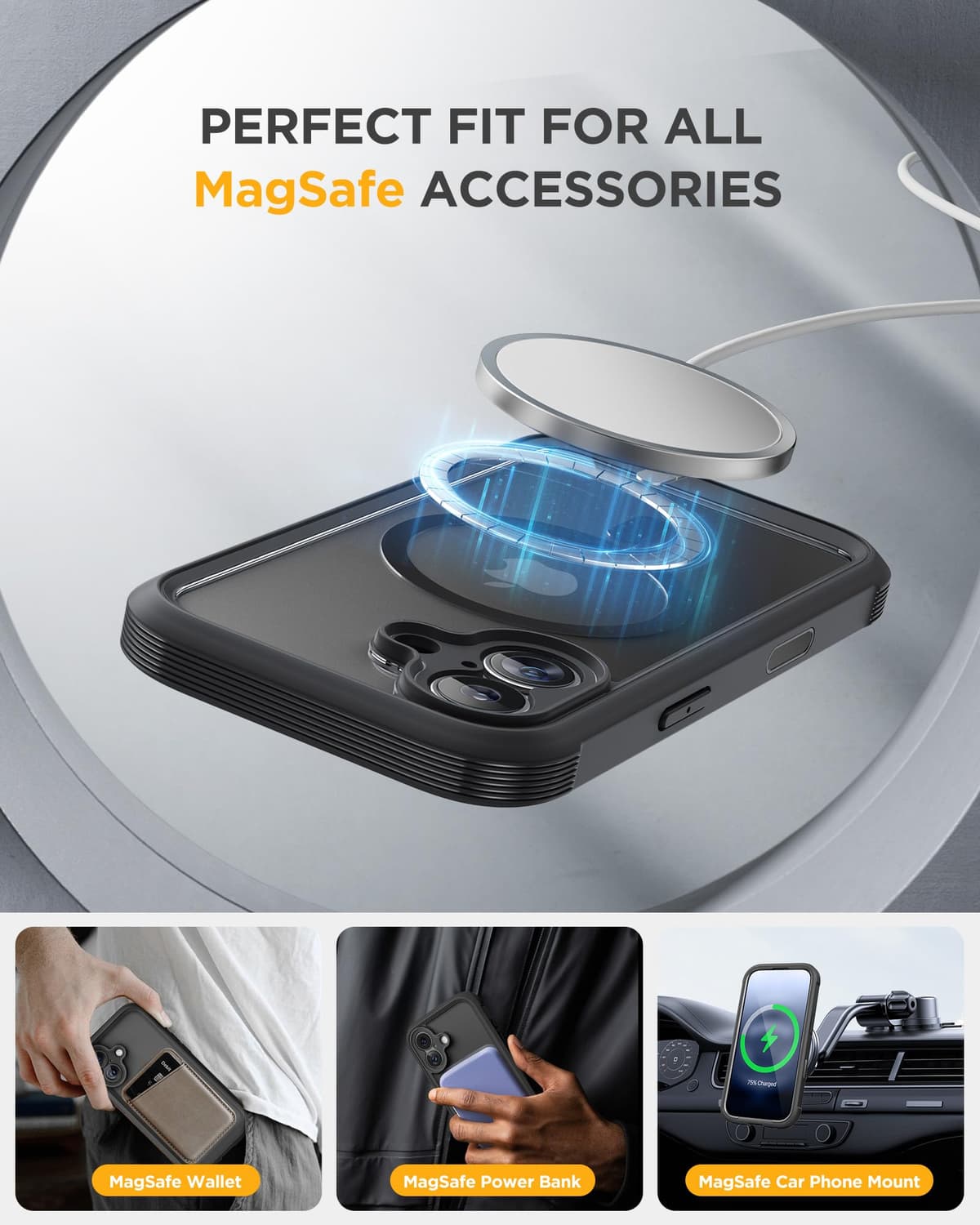 Miracase Magnetic Case for iPhone 17 Case, [Bubble Free] Built-in Glass Screen Protector+ [New Camera Control Button], Full Body Bumper Compatible with MagSafe, Drop Proof 17 Cover,6.3-inch (Black) — view 5