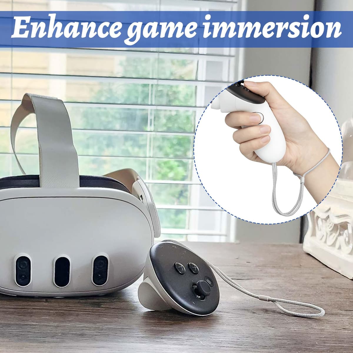for Oculus Quest 3 wrist, 2pcs White Adjustable for Quest 3 wrist, Anti-slip Replacement with controller wrists straps with Meta Quest3/ 3S — view 5