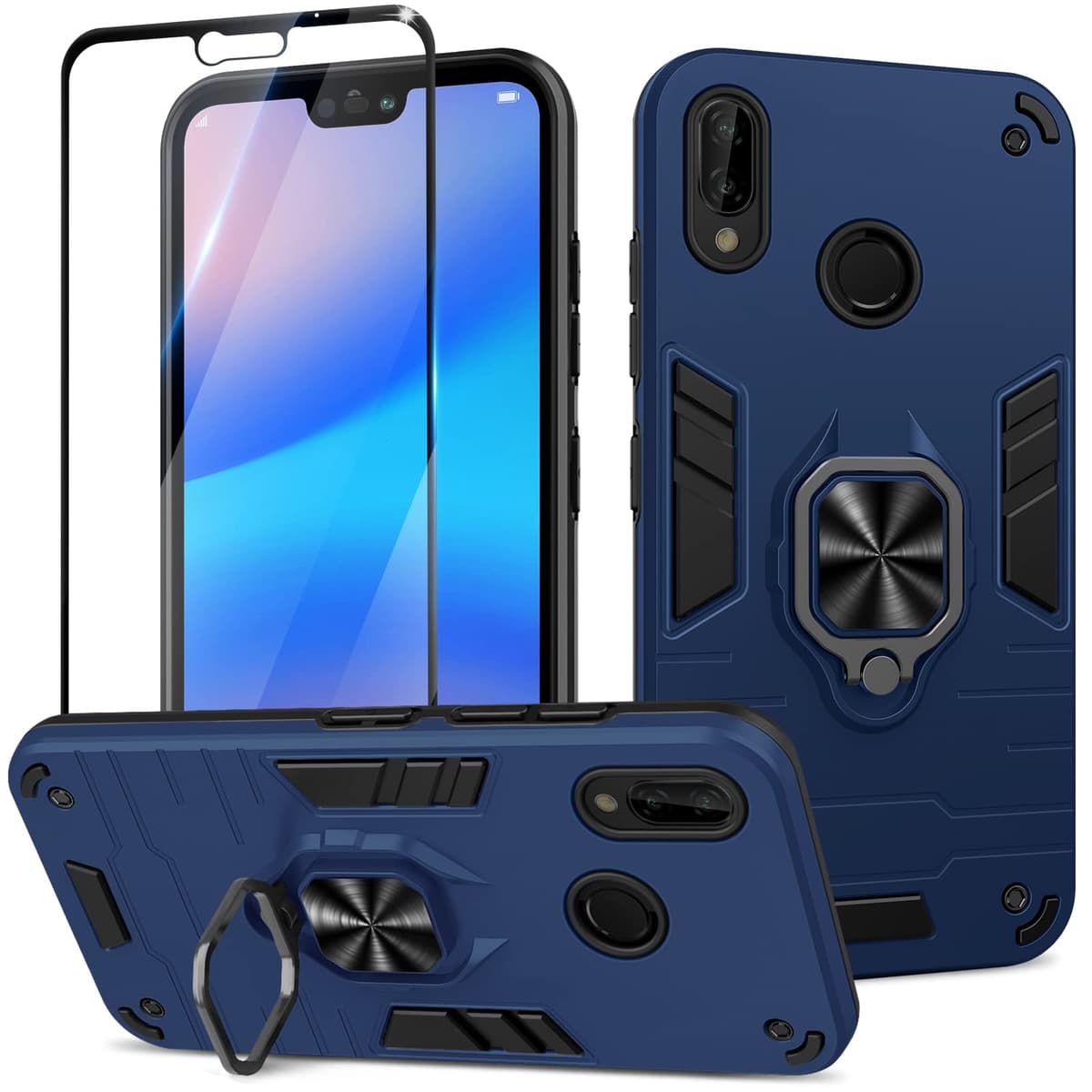 Funda para CMF Phone 2 Pro, Carcasa Antigolpes con Soporte anular metálico, Case Protectora de Grado Militar, Negro — view 145