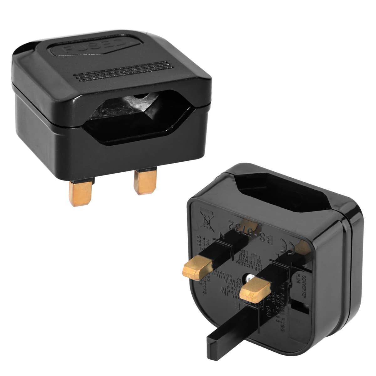 Incutex 2X adaptadores de Viaje para UK GB Inglaterra Tipo C Conector Europeo hacia Enchufe UK 3 Patas, Negro